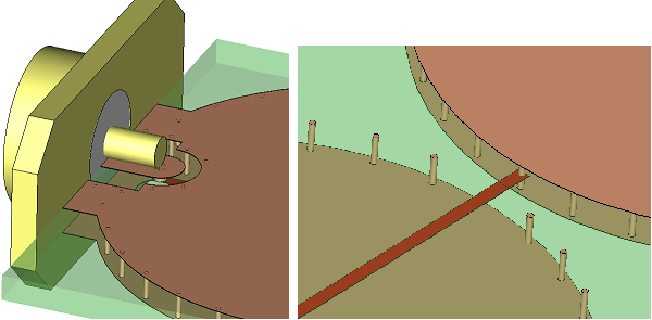 図2：トランジションとストリップライン終端部の詳細